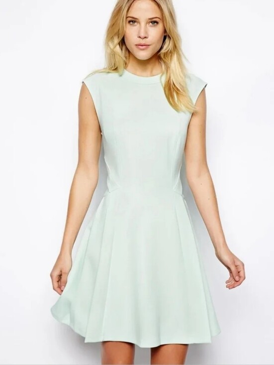 Ted Baker Dresses & Skirts - Ted Baker Women's Mint Lime Green Cap-Sleeve Fit & Flare Scuba Mini Dress